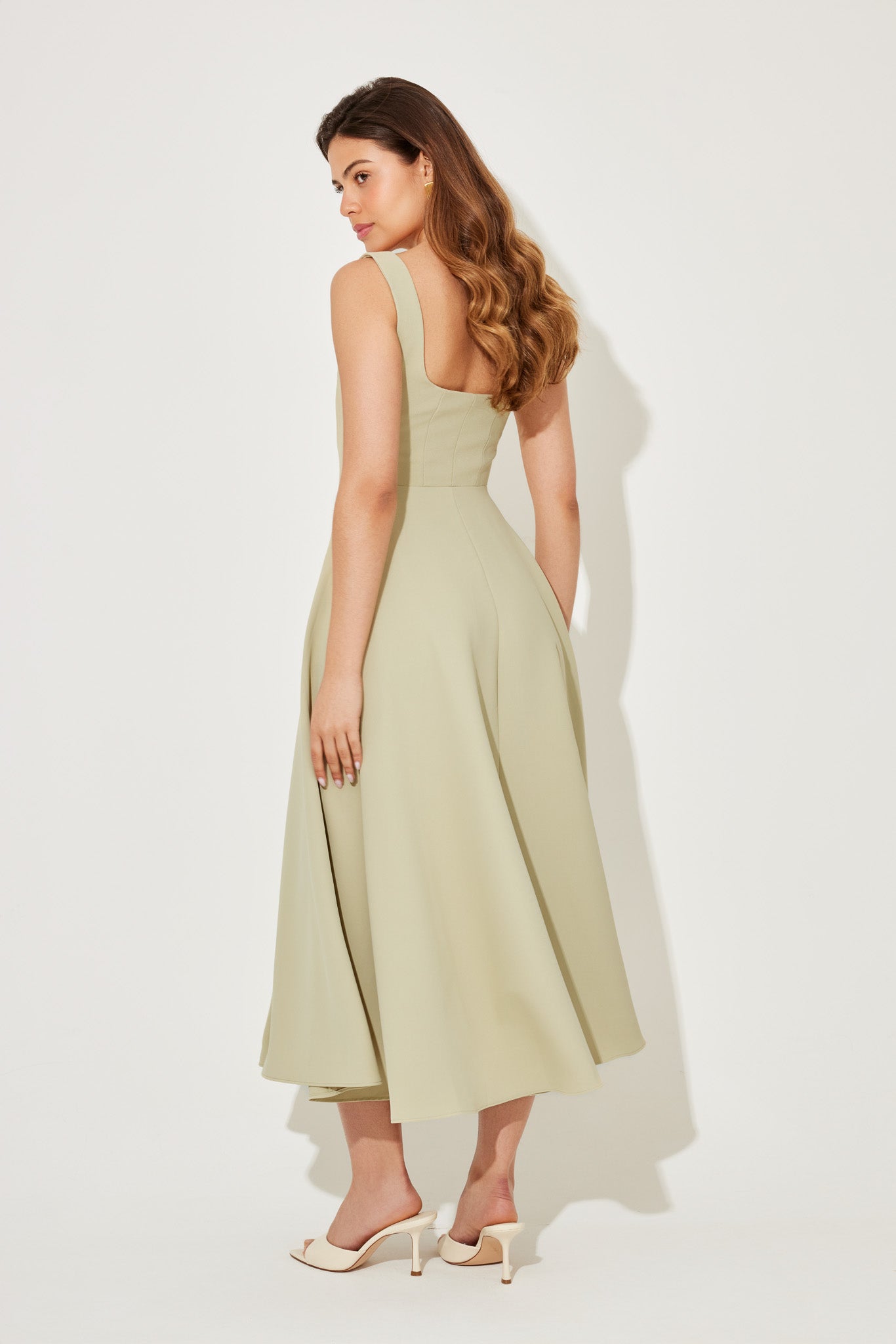 The Ultimate High Waist Square Neck Midi Dress