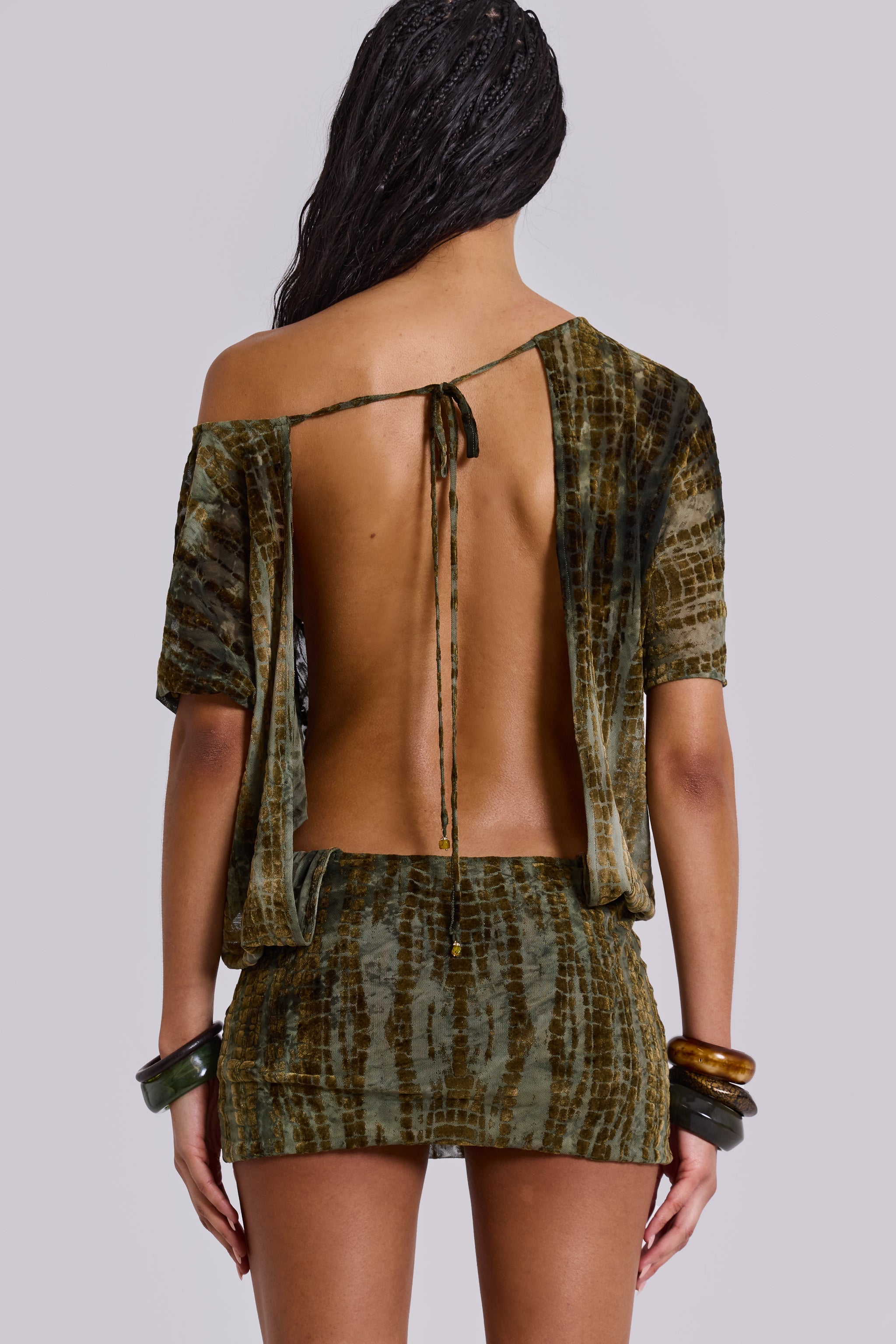 Ophidian Devore Backless Mini Dress