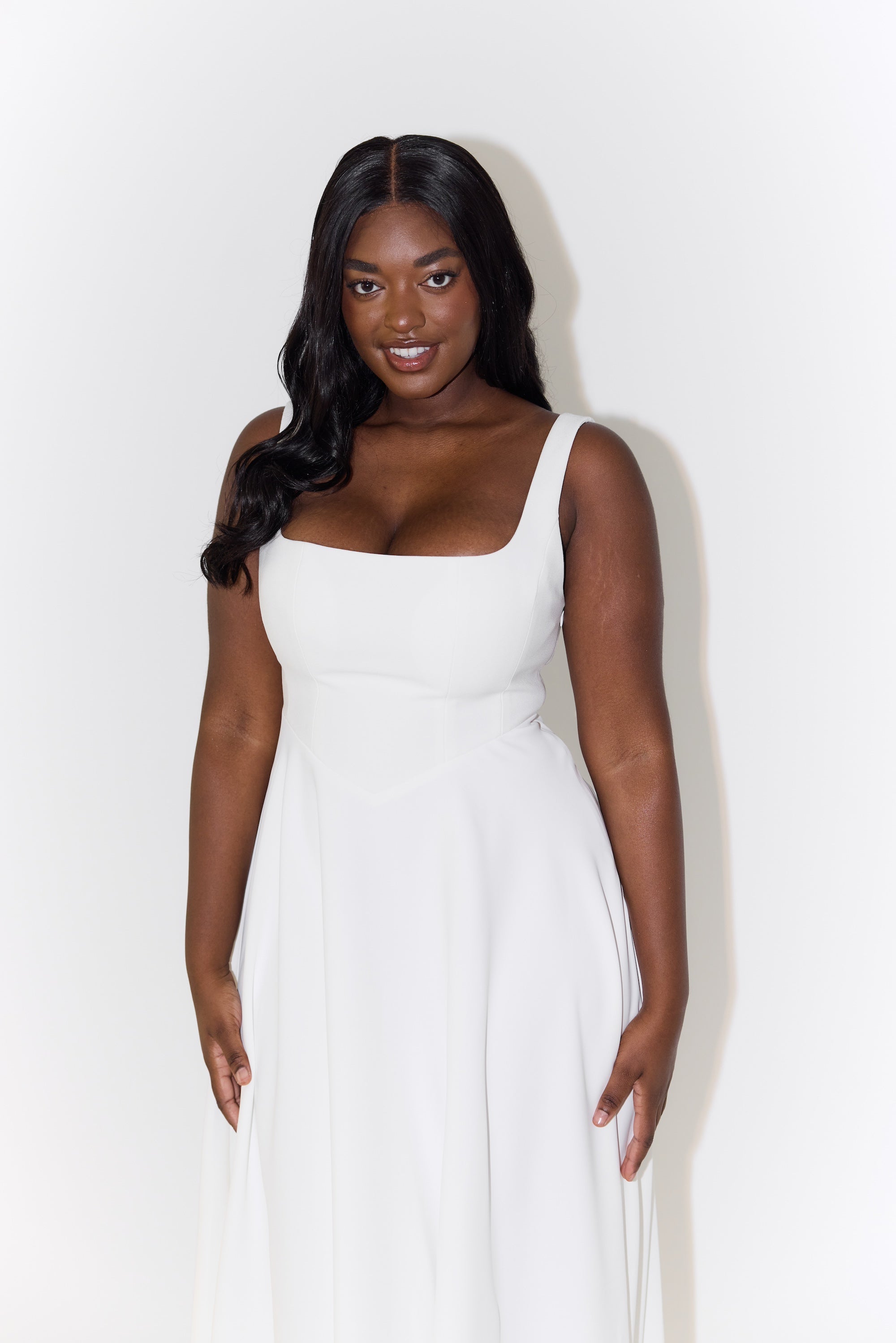 The Ultimate High Waist Square Neck Midi Dress
