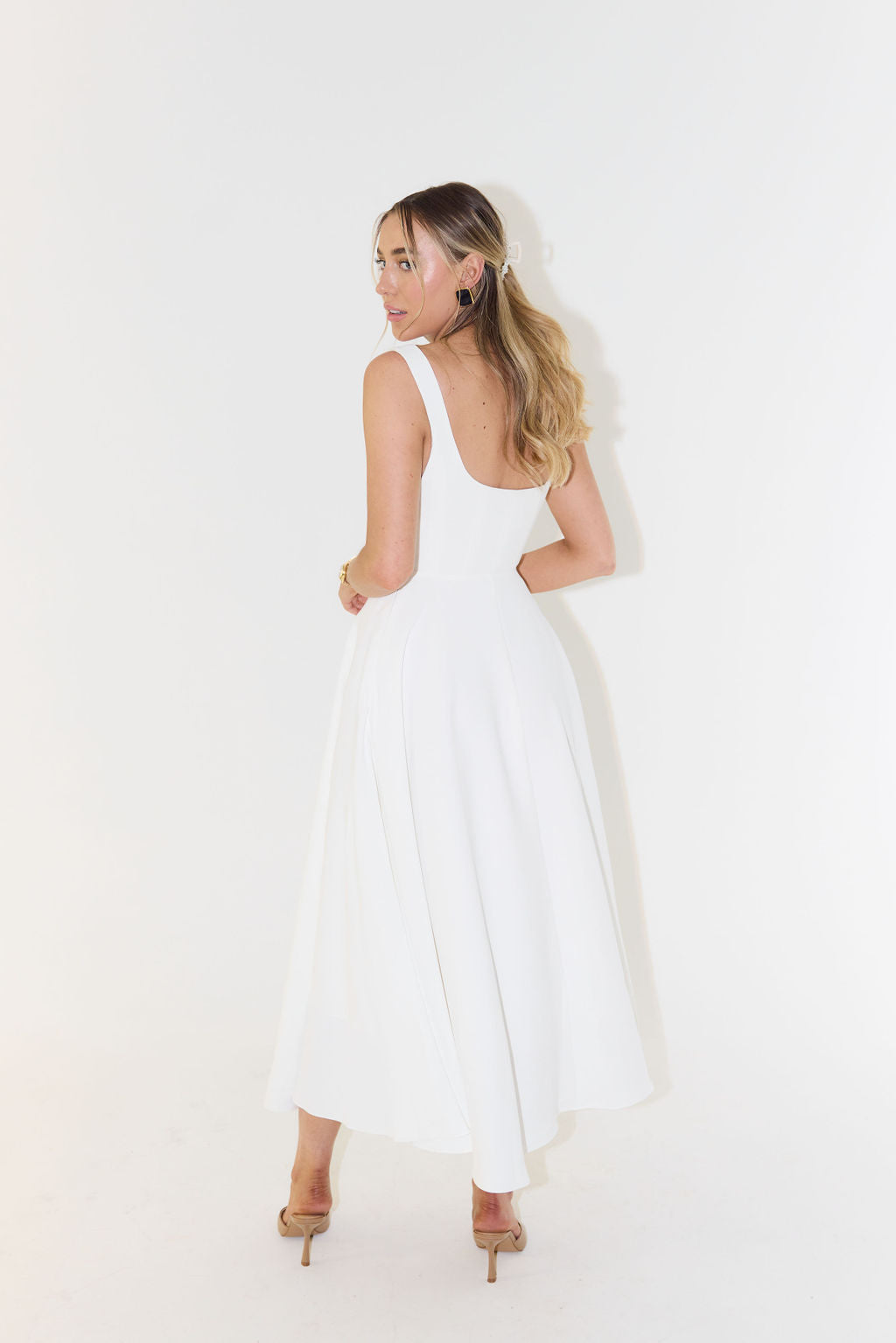 The Ultimate High Waist Square Neck Midi Dress