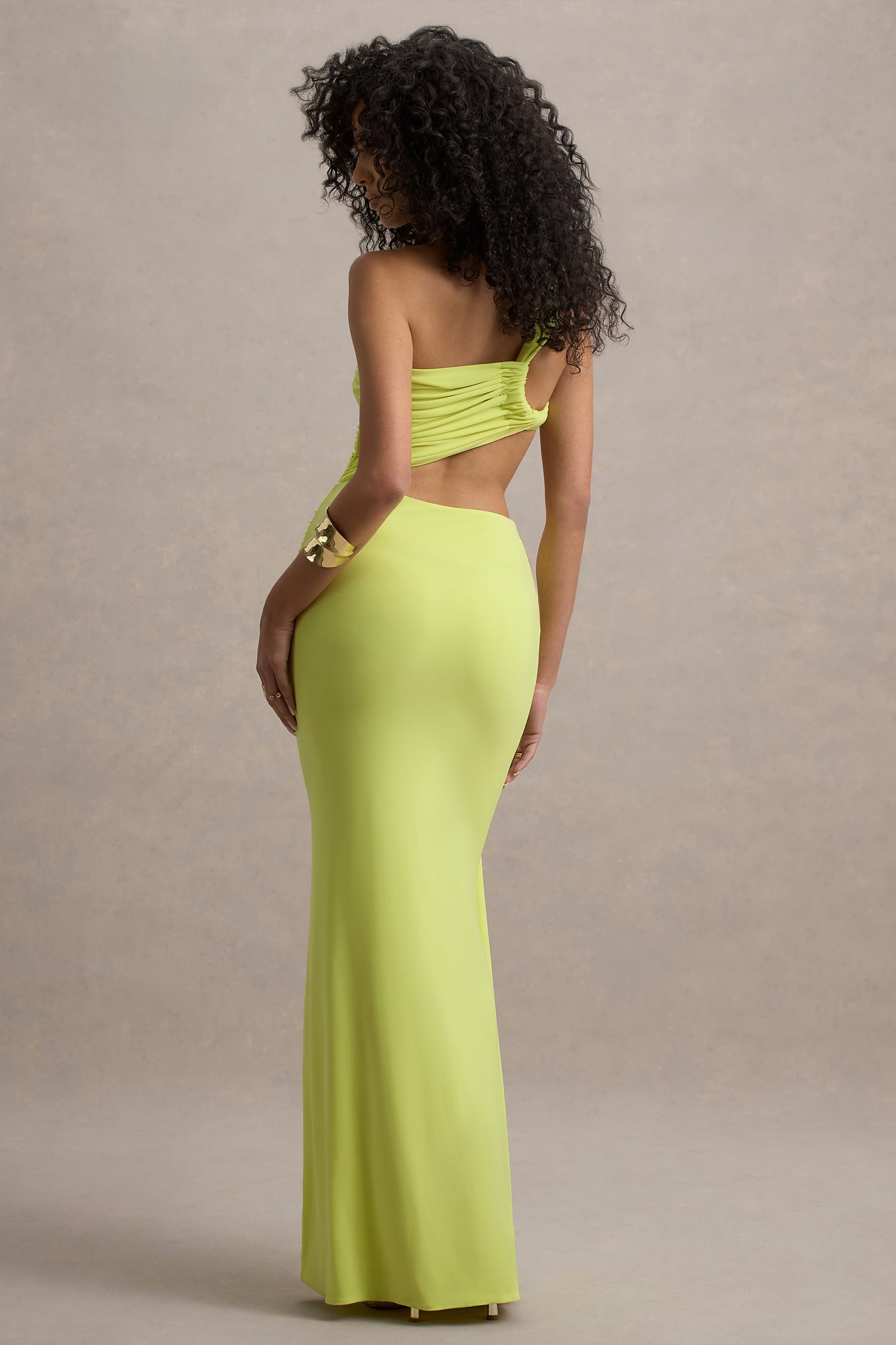 Giovanna | Lime Green Asymmetric Maxi Dress
