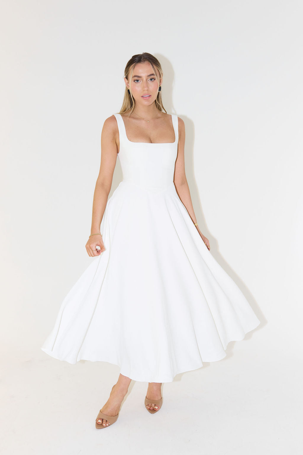 The Ultimate High Waist Square Neck Midi Dress