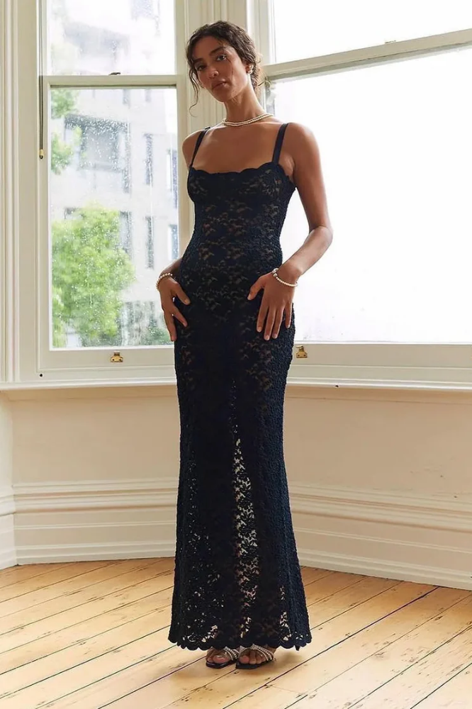 Long Black Lace Dress